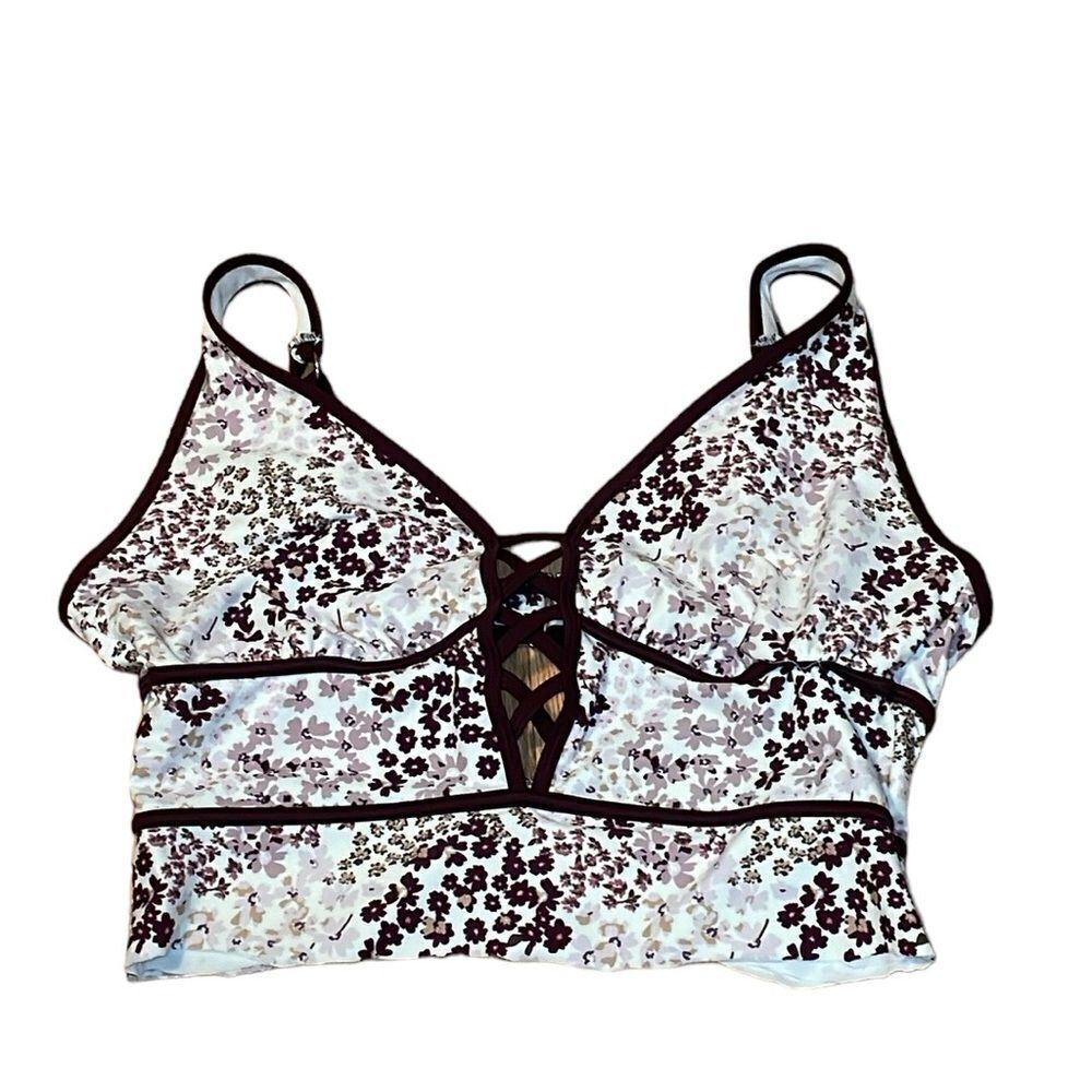 Adore Me Swim Top, Cut Off, Burgundy, cream, 2X